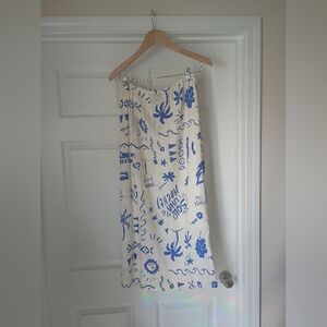Blue and White Patterned Skirt By Paper Heart Size M